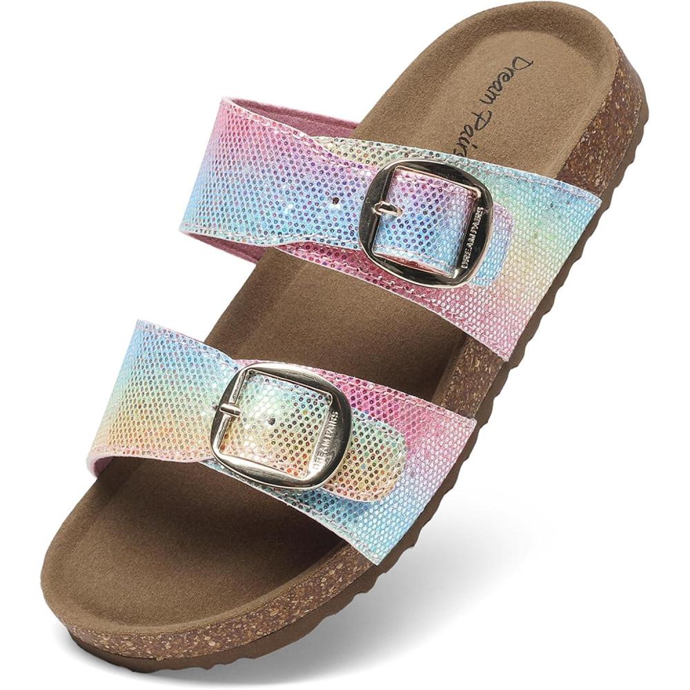 imageDREAM PAIRS Girls Boys Slides For Kids NonSlip with Adjustable Straps for Indoor amp Outdoor Toddler Little KidBig KidRainbow