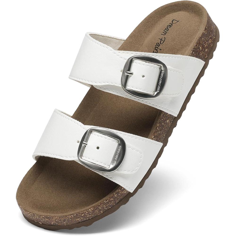 imageDREAM PAIRS Girls Boys Slides For Kids NonSlip with Adjustable Straps for Indoor amp Outdoor Toddler Little KidBig KidWhite