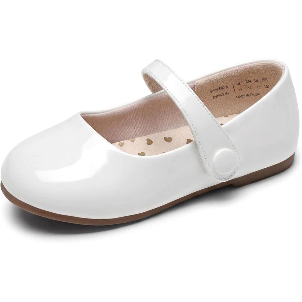 imageDREAM PAIRS Toddler Little Girls Mary Jane Dress Shoes Wedding Ballet Flats Round Toe Flower Girl ShoesWhite
