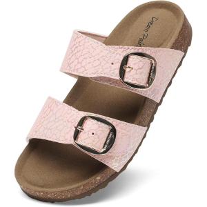 DREAM PAIRS Girls Boys Slides For Kids Non-Slip with Adjustable Straps for Indoor & Outdoor Toddler Little Kid/Big Kid(Pink)