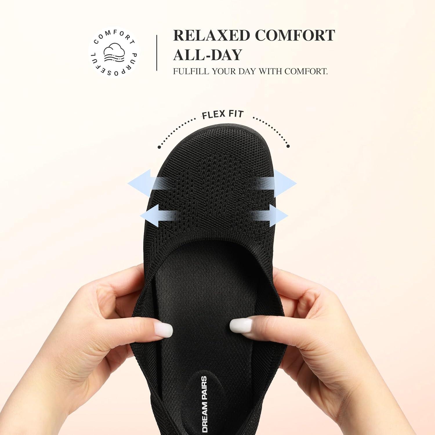 imageDREAM PAIRS Womens Ballet Flats Dressy Arch Support Wide Toe Box Knit Flats Comfortable Round Toe Slip On Travel Work Business Office Barefoot ShoesBlack