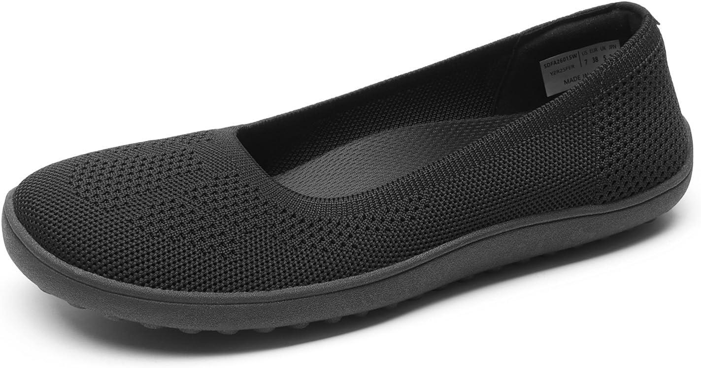 imageDREAM PAIRS Womens Ballet Flats Dressy Arch Support Wide Toe Box Knit Flats Comfortable Round Toe Slip On Travel Work Business Office Barefoot ShoesBlack