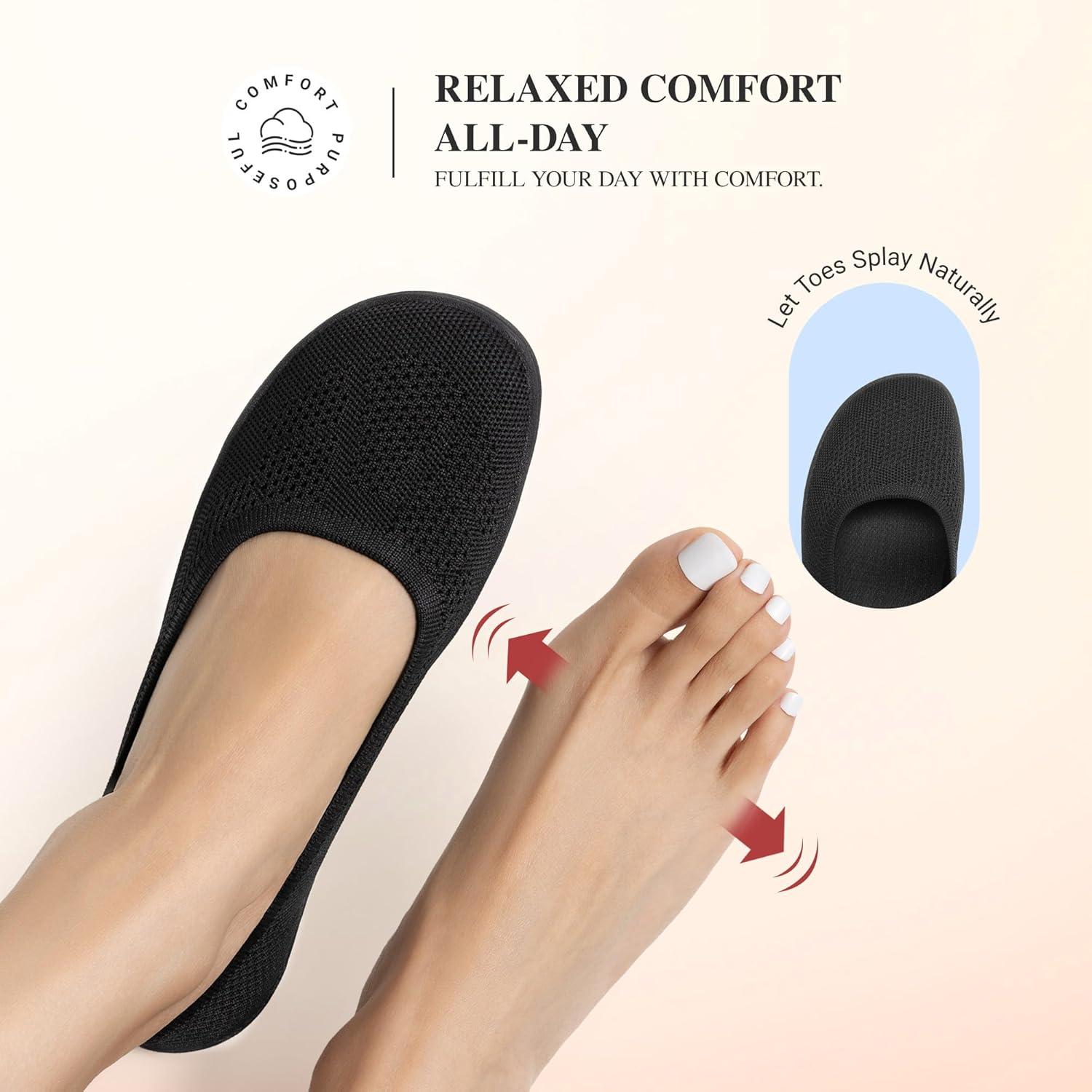imageDREAM PAIRS Womens Ballet Flats Dressy Arch Support Wide Toe Box Knit Flats Comfortable Round Toe Slip On Travel Work Business Office Barefoot ShoesBlack
