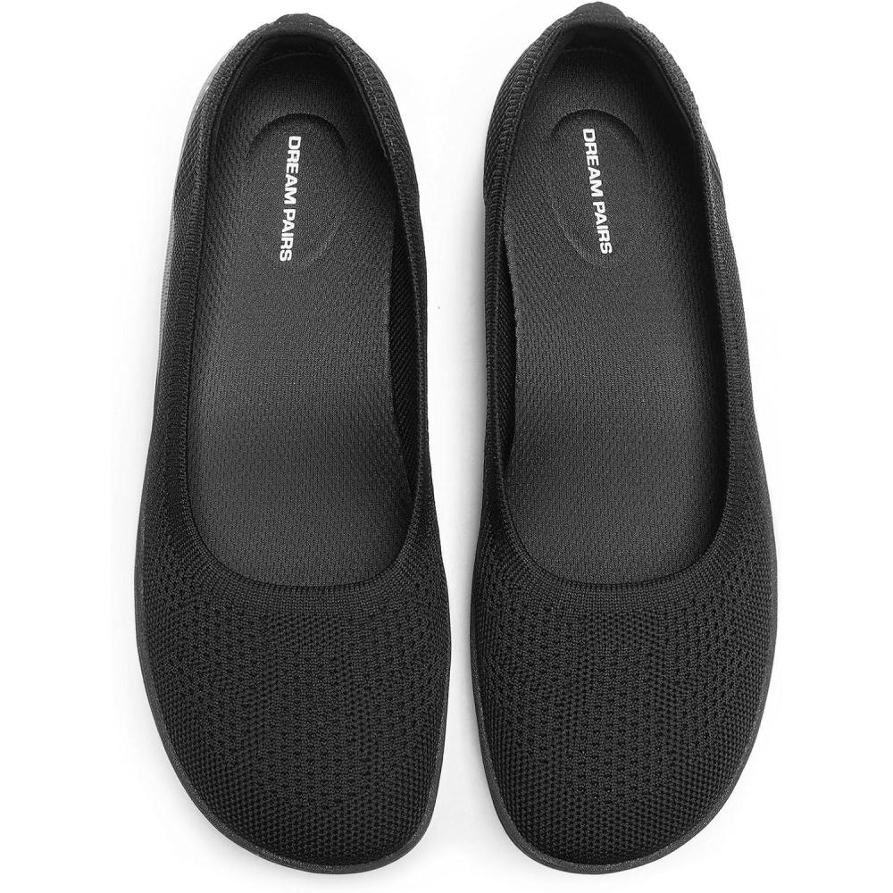 imageDREAM PAIRS Womens Ballet Flats Dressy Arch Support Wide Toe Box Knit Flats Comfortable Round Toe Slip On Travel Work Business Office Barefoot ShoesBlack