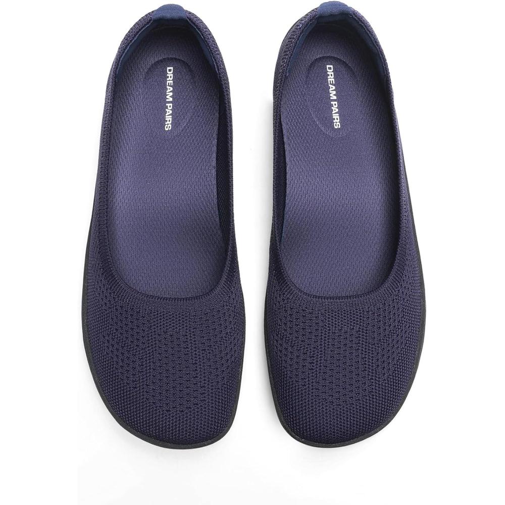 imageDREAM PAIRS Womens Ballet Flats Dressy Arch Support Wide Toe Box Knit Flats Comfortable Round Toe Slip On Travel Work Business Office Barefoot ShoesNavy
