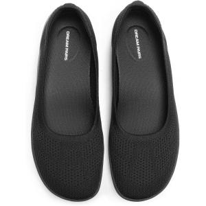 DREAM PAIRS Women’s Ballet Flats Dressy Arch Support Wide Toe Box Knit Flats Comfortable Round Toe Slip On Travel Work Business Office Barefoot Shoes(Black)