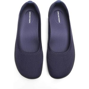 DREAM PAIRS Women’s Ballet Flats Dressy Arch Support Wide Toe Box Knit Flats Comfortable Round Toe Slip On Travel Work Business Office Barefoot Shoes(Navy)