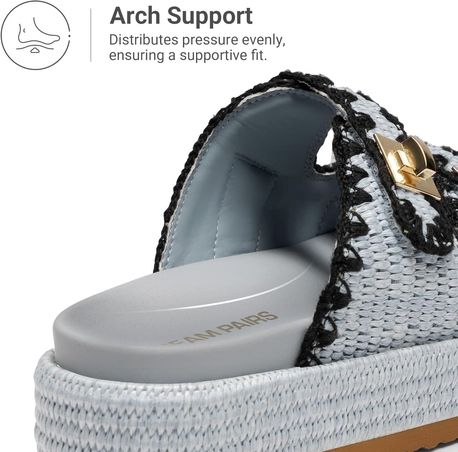 imageDREAM PAIRS Platform Sandals Women Raffia Espadrilles Summer Comfortable Wedge Sandals Beach Vacation Adjustable Buckle Cute Slide SandalsBlue