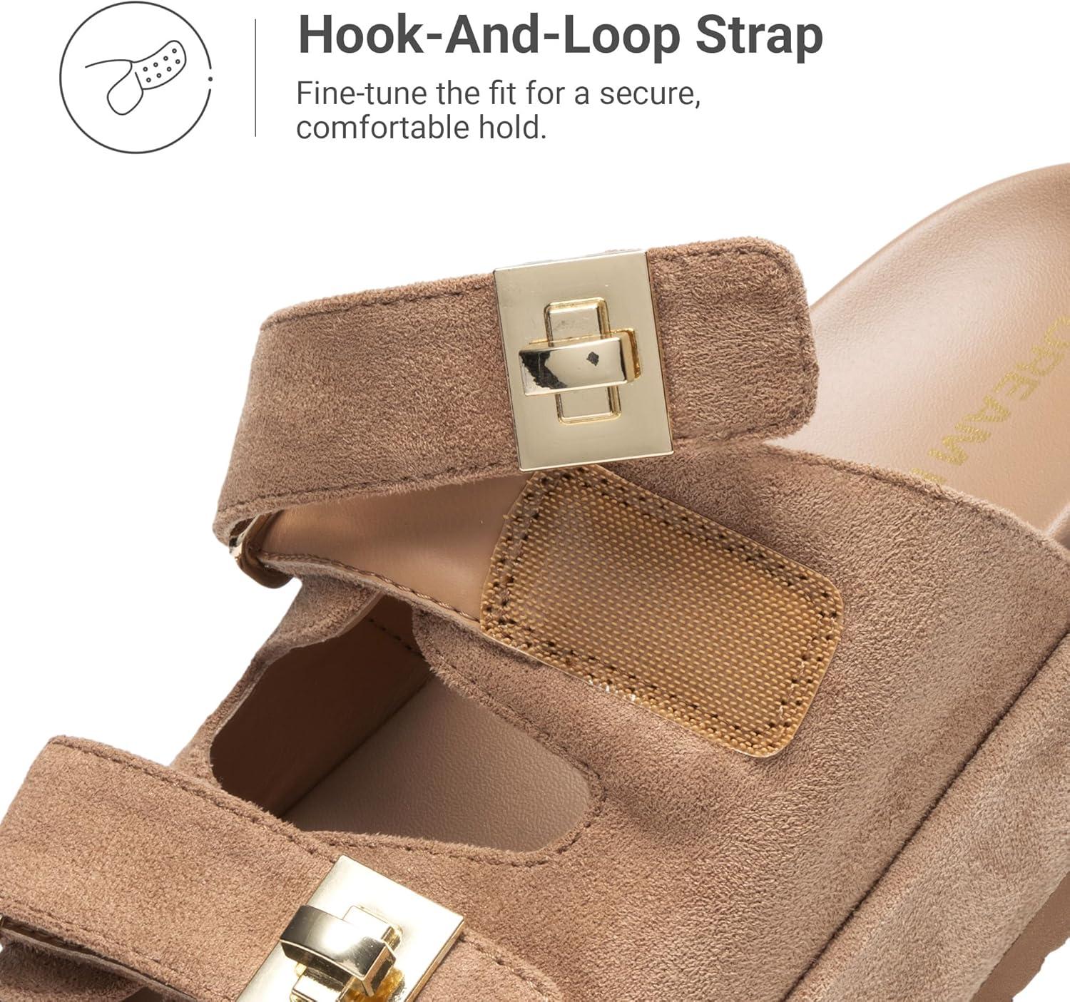 imageDREAM PAIRS Platform Sandals Women Raffia Espadrilles Summer Comfortable Wedge Sandals Beach Vacation Adjustable Buckle Cute Slide SandalsBrown