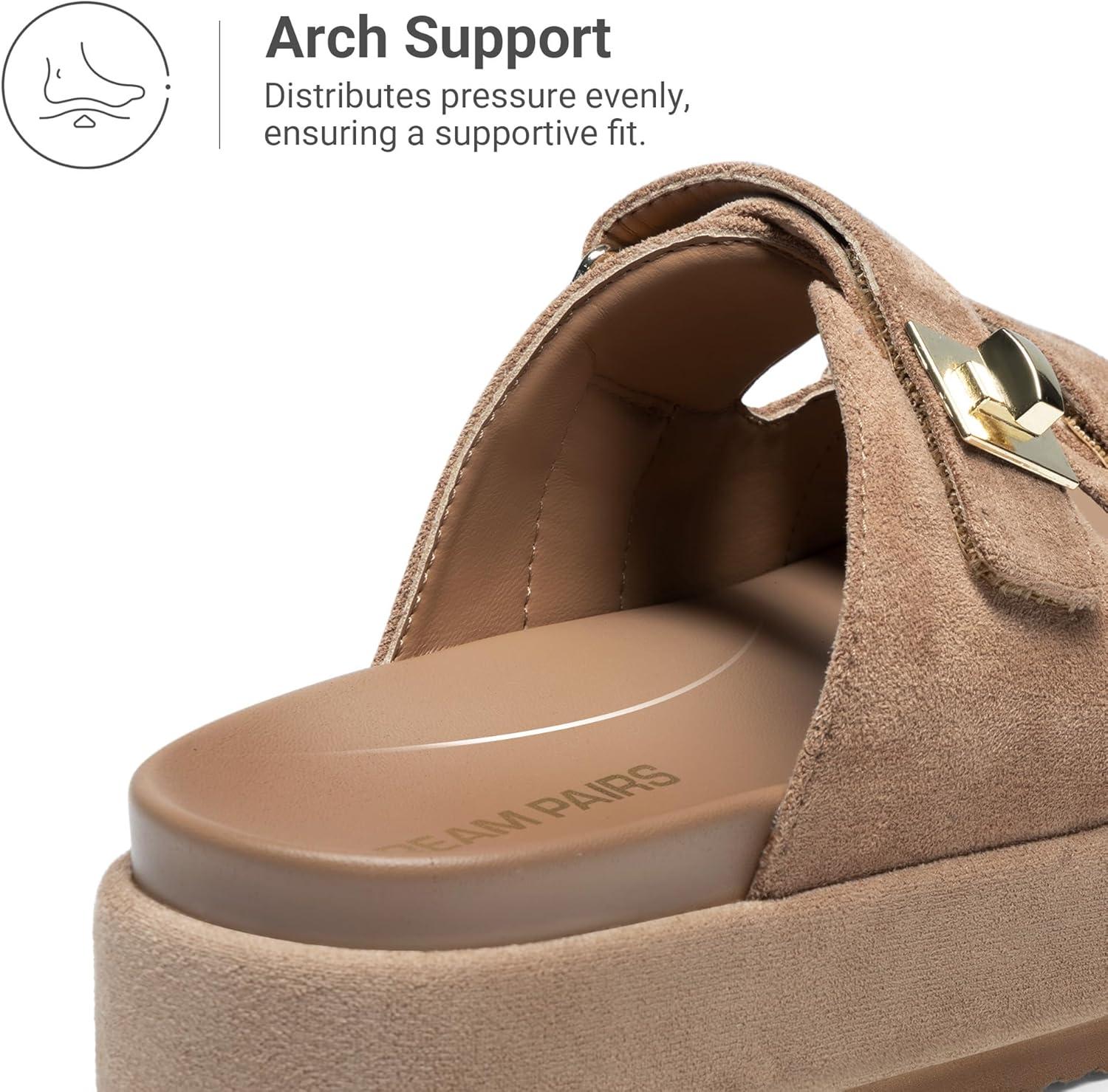 imageDREAM PAIRS Platform Sandals Women Raffia Espadrilles Summer Comfortable Wedge Sandals Beach Vacation Adjustable Buckle Cute Slide SandalsBrown