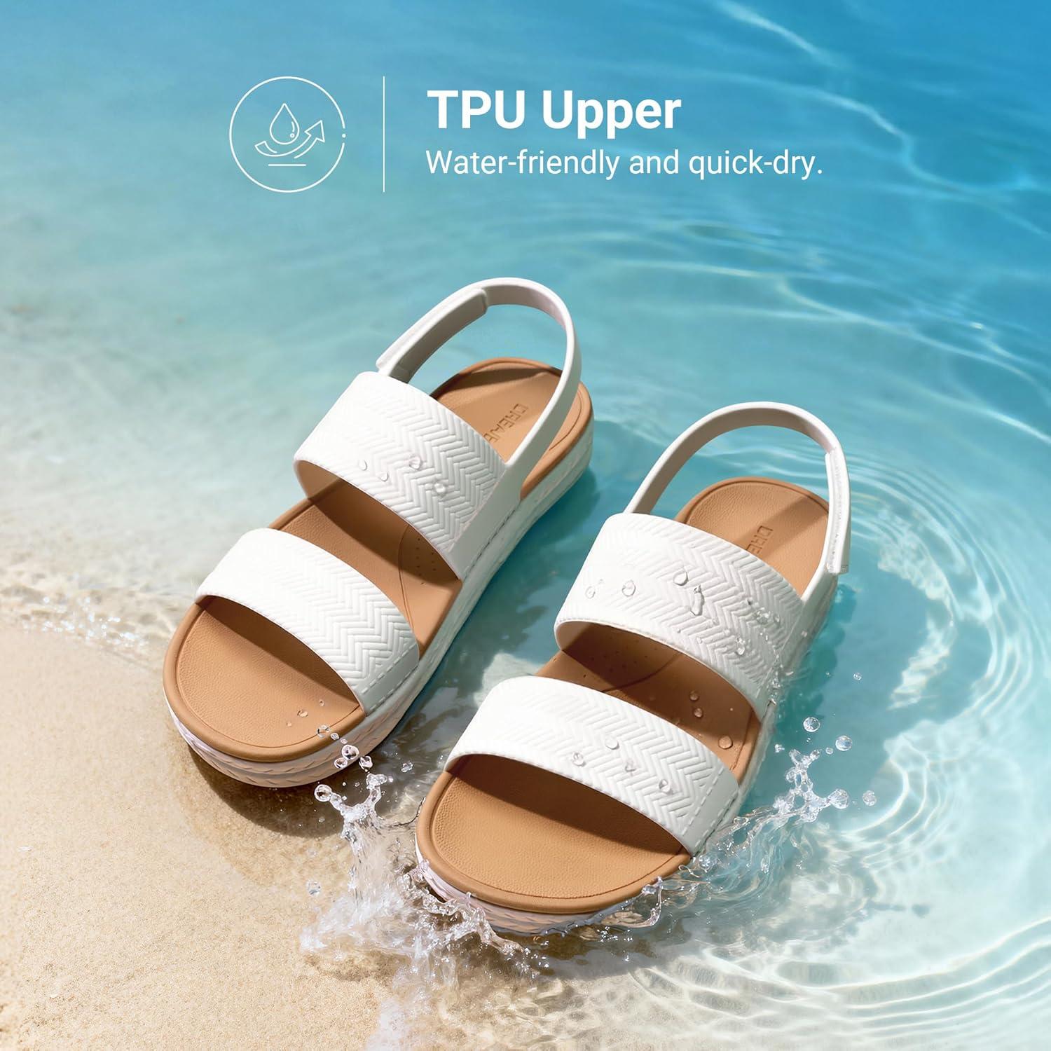 imageDREAM PAIRS Women Water Sandals Comfortable Flat Beach Platform Dressy Summer Walking ShoesWhite