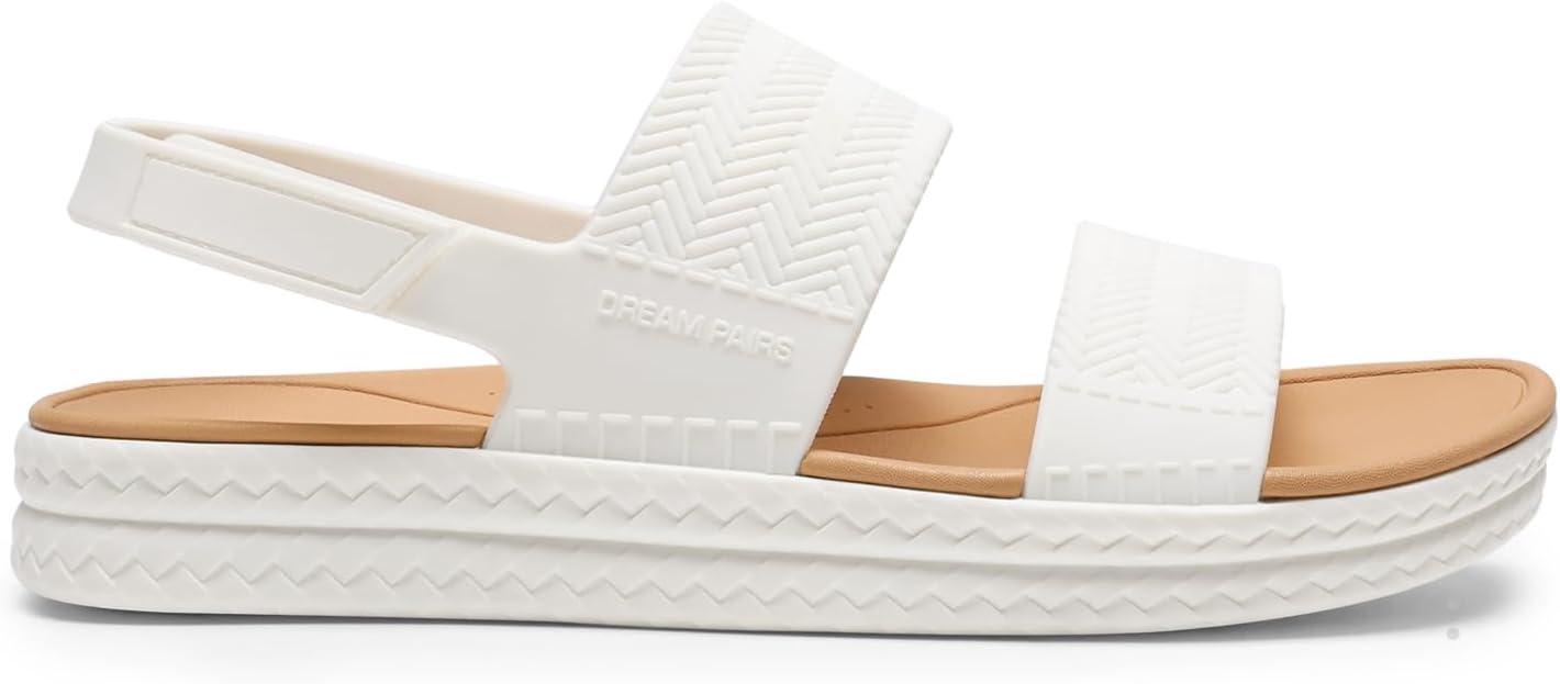 imageDREAM PAIRS Women Water Sandals Comfortable Flat Beach Platform Dressy Summer Walking ShoesWhite
