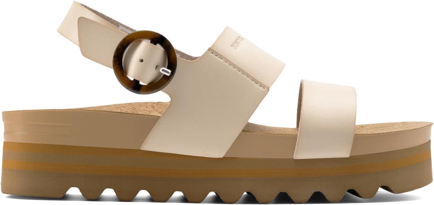 imageDREAM PAIRS Womens Orthopedic Arch Support Platform Sandals Comfortable Cork Insole Low Wedges Sandals Flatform Summer Dress Shoes Cute Buckle Wedges for BeachBeige