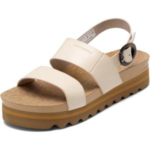 DREAM PAIRS Women’s Orthopedic Arch Support Platform Sandals Comfortable Cork Insole Low Wedges Sandals Flatform Summer Dress Shoes Cute Buckle Wedges for Beach(Beige)