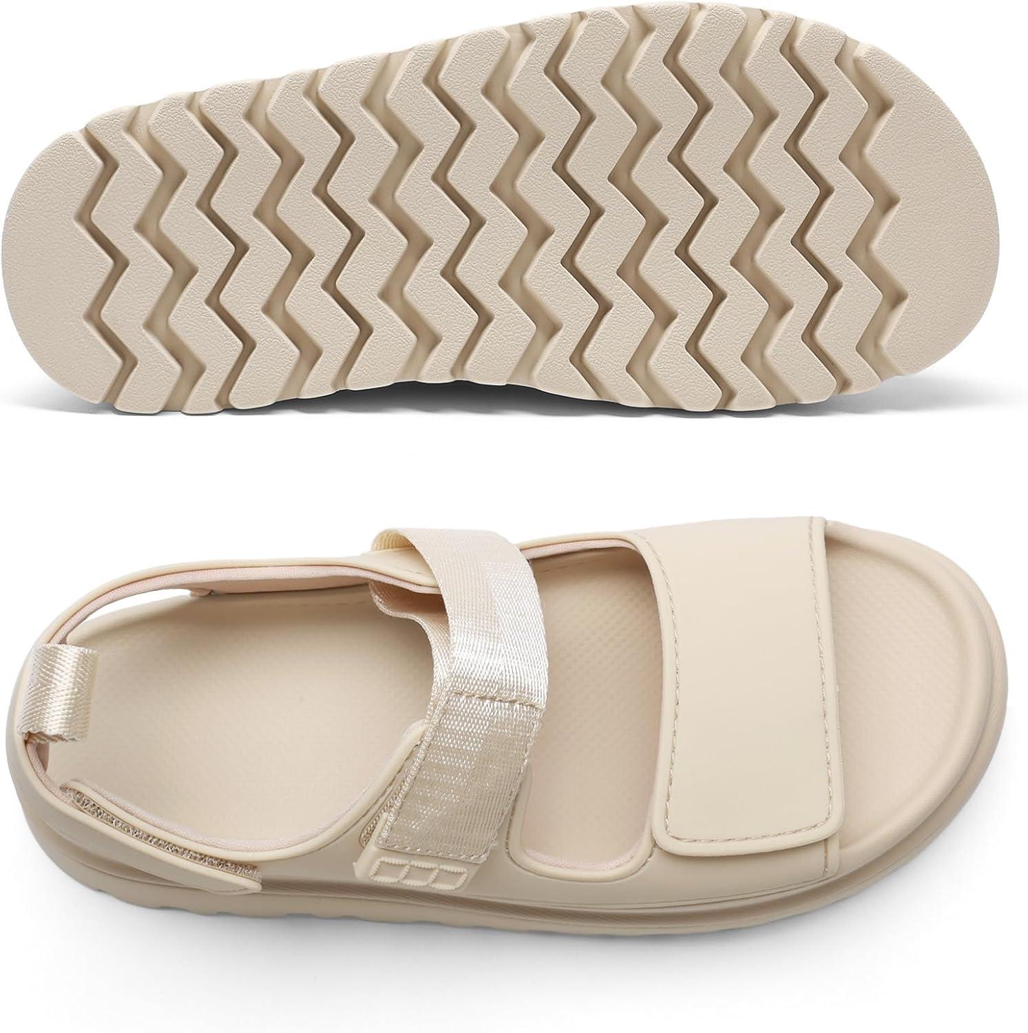 imageDREAM PAIRS Platform Sandals for Women Chunky Open Toe Dress Walking Comfortable Flat Sandals for SummerNude
