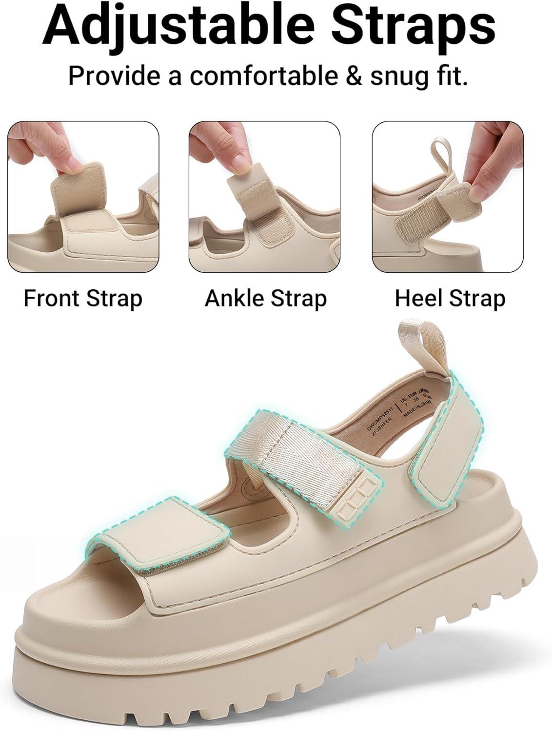 imageDREAM PAIRS Platform Sandals for Women Chunky Open Toe Dress Walking Comfortable Flat Sandals for SummerNude