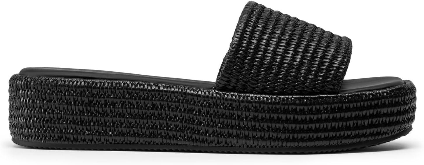 imageDREAM PAIRS Women Platform Slides Sandals Espadrilles Slip On Low Wedge Summer Open Toe Bohemia Dressy Beach Vacation ShoesBlack