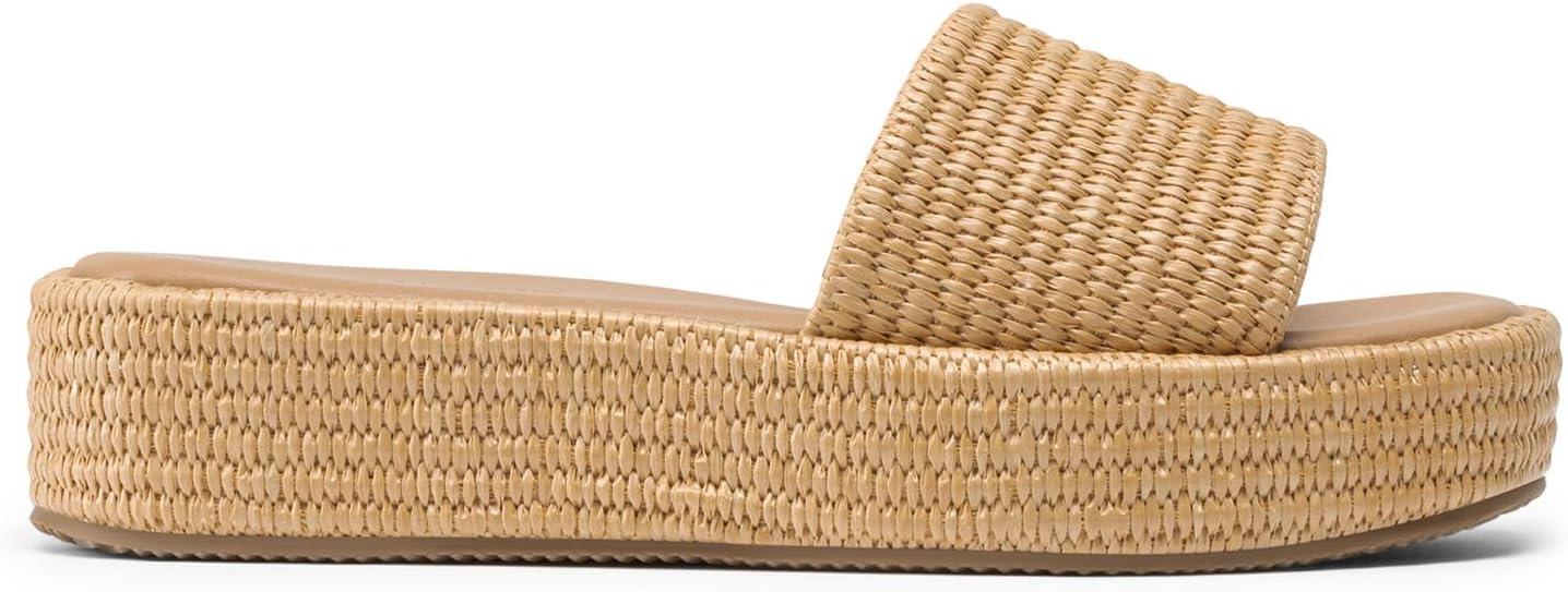 imageDREAM PAIRS Women Platform Slides Sandals Espadrilles Slip On Low Wedge Summer Open Toe Bohemia Dressy Beach Vacation ShoesBrown