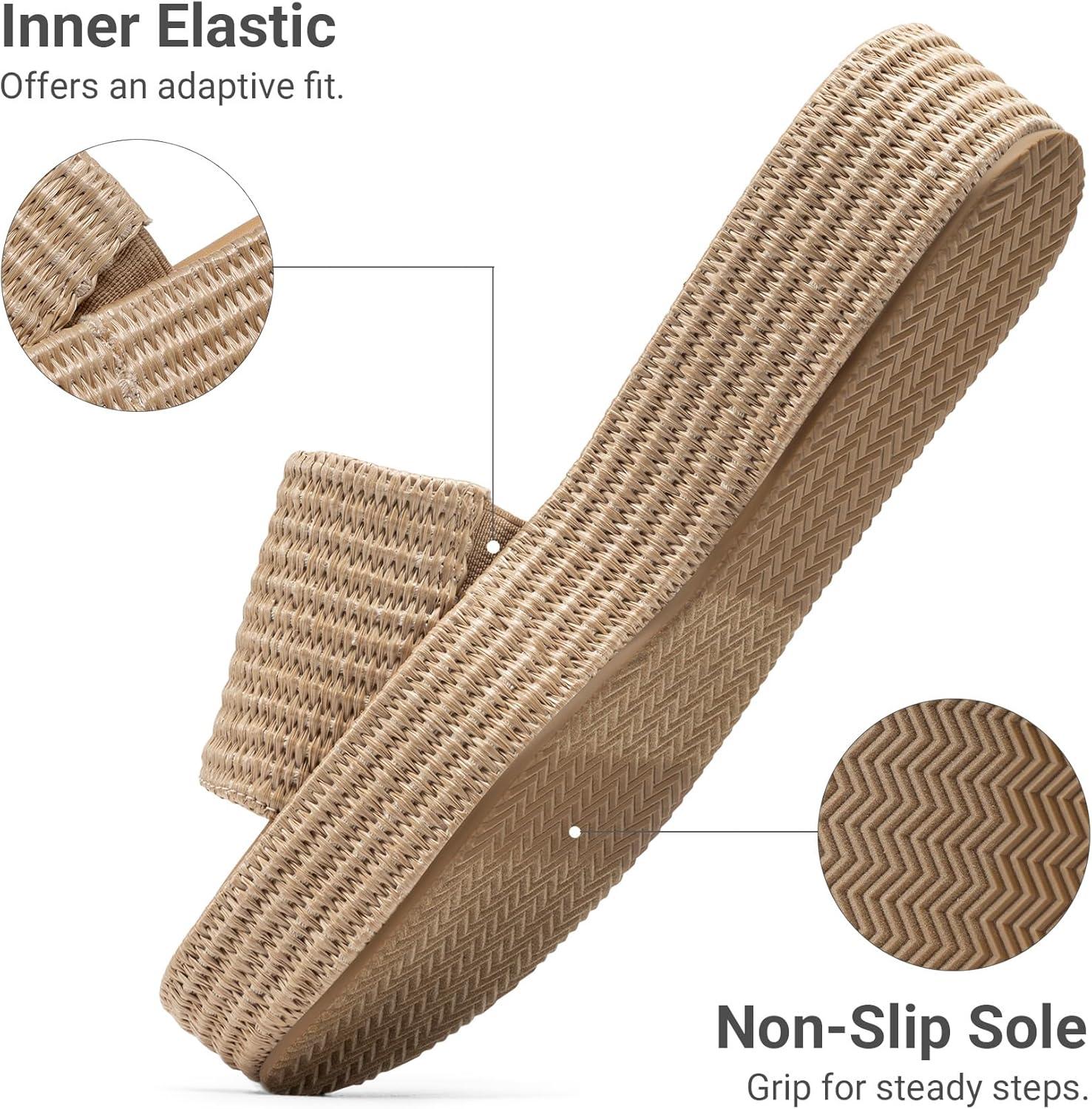 imageDREAM PAIRS Women Platform Slides Sandals Espadrilles Slip On Low Wedge Summer Open Toe Bohemia Dressy Beach Vacation ShoesTaupe