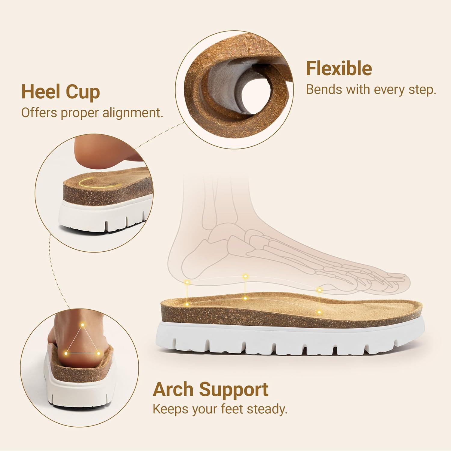 imageDREAM PAIRS Womens Platform Sandals Wedge Chunky Heel Slipon Comfort Slides with Arch Support Cork Footbed Adjustable Buckle Summer Slide SandalsBeige