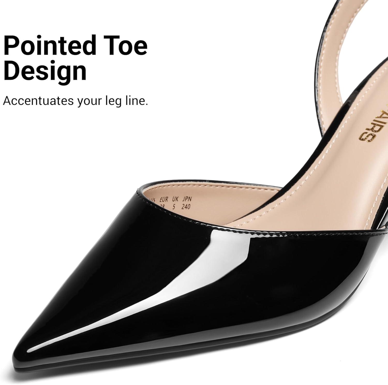 imageDREAM PAIRS Womens Slingback Lace Up Kitten Low Heel Closed Toe Ankle Strap Heels Pointed Toe Strappy Pumps Shoes Party Wedding Dress ShoesBlack