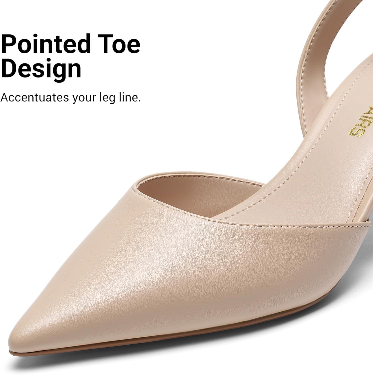 imageDREAM PAIRS Womens Slingback Lace Up Kitten Low Heel Closed Toe Ankle Strap Heels Pointed Toe Strappy Pumps Shoes Party Wedding Dress ShoesNude