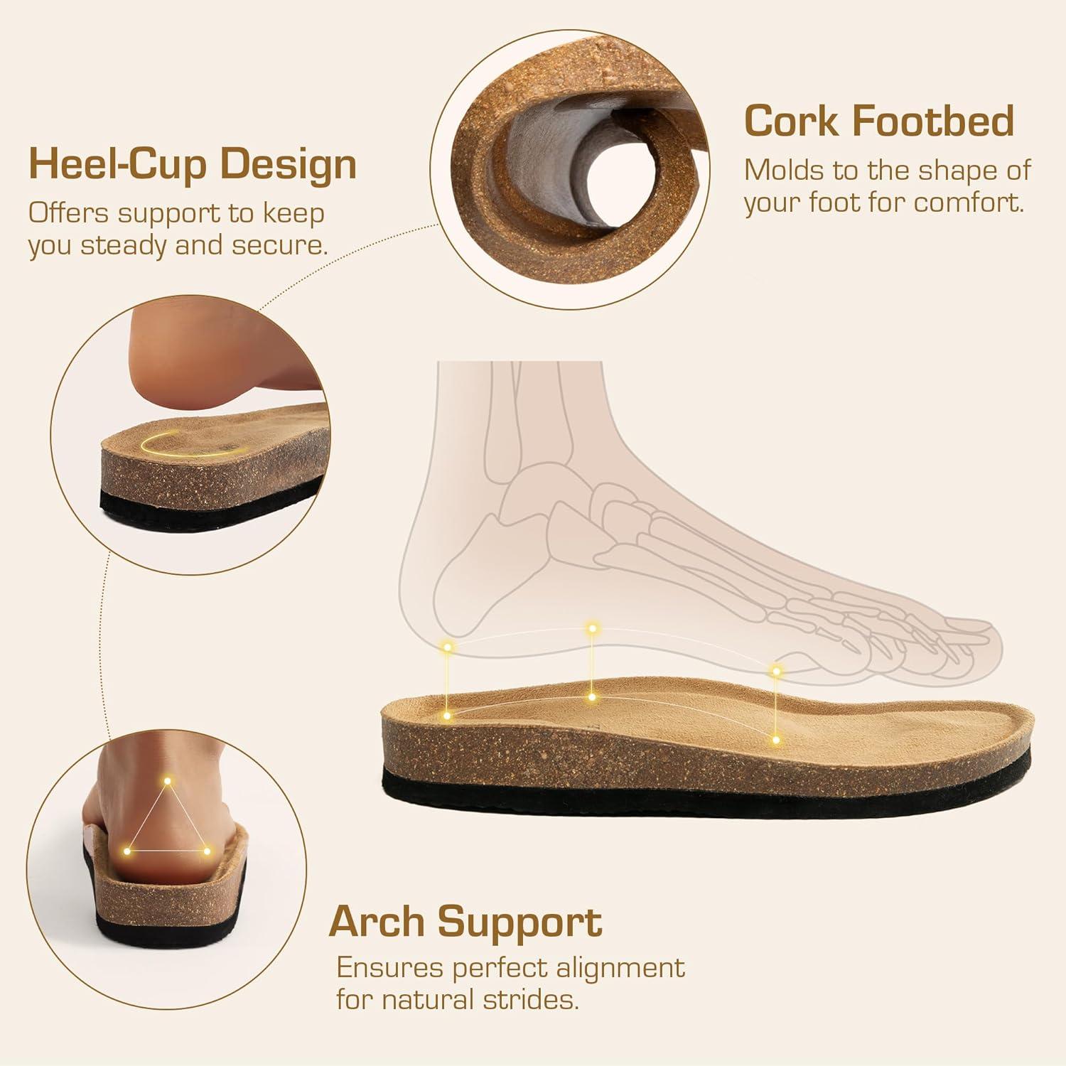 imageDREAM PAIRS Womens Thong Slide Sandals with Cork Footbed Open Toe Adjustable Slip On Slippers Comfort Flat Sandals for SummerDark Brown