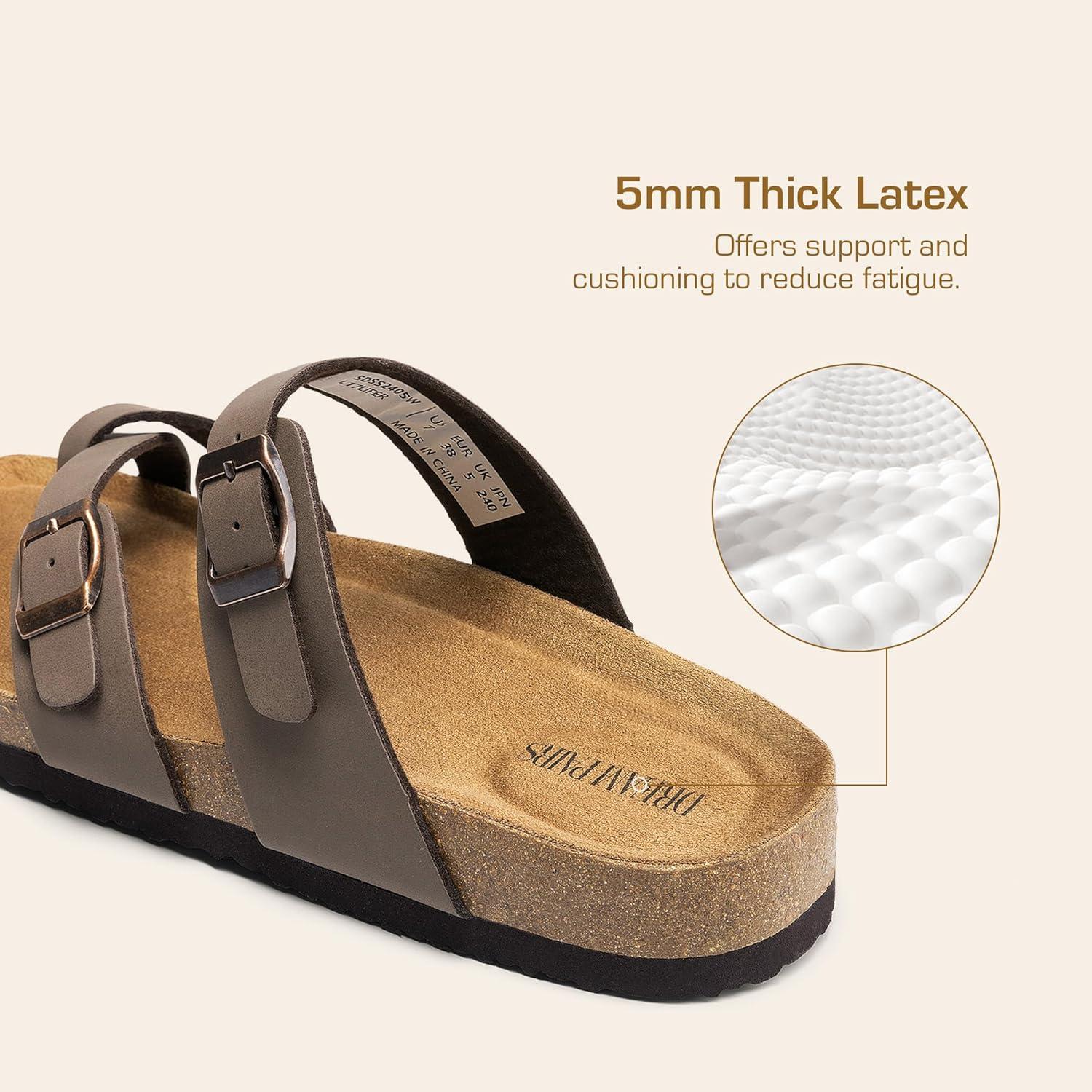 imageDREAM PAIRS Womens Thong Slide Sandals with Cork Footbed Open Toe Adjustable Slip On Slippers Comfort Flat Sandals for SummerDark Brown