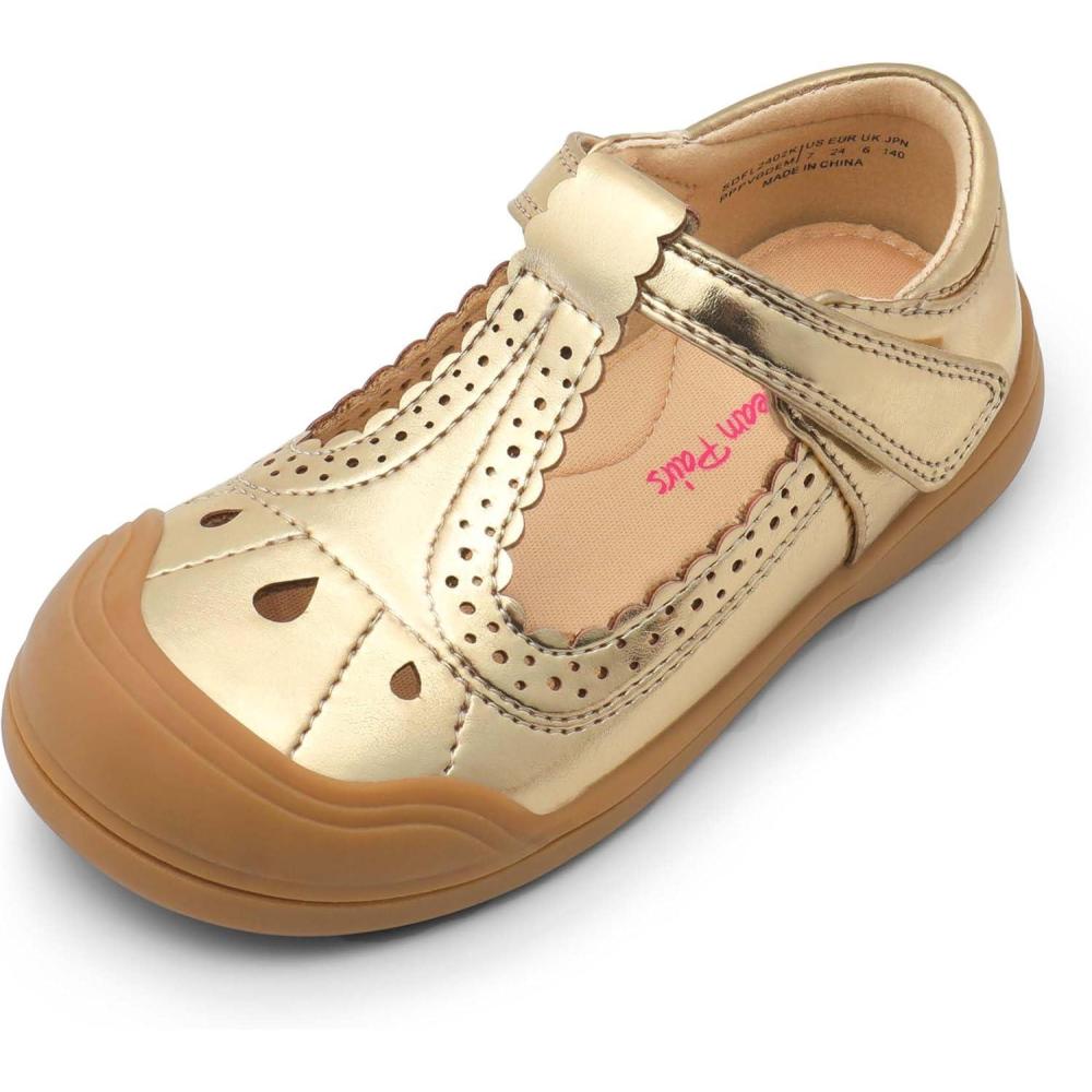 imageDREAM PAIRS Girls Mary Jane Dress Shoes School Uniform ToeProtective TStrap Ballet Flats Toddler Little KidGold