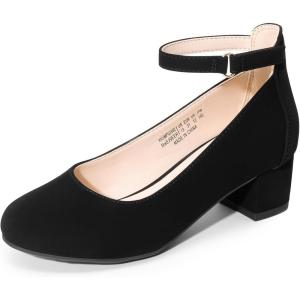 DREAM PAIRS Girls Dress Shoes Chunky High Heels Ankle Strap Party Wedding Princess Pump for Little Big Kid(Black)