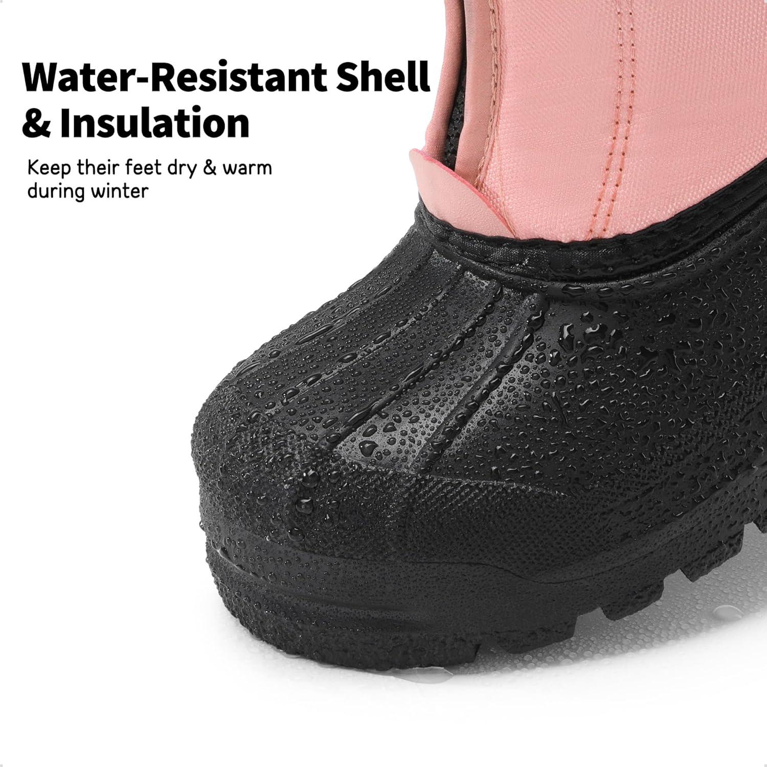 imageDREAM PAIRS Boys Girls Waterproof Winter Snow Boots for LittleBig KidsPink