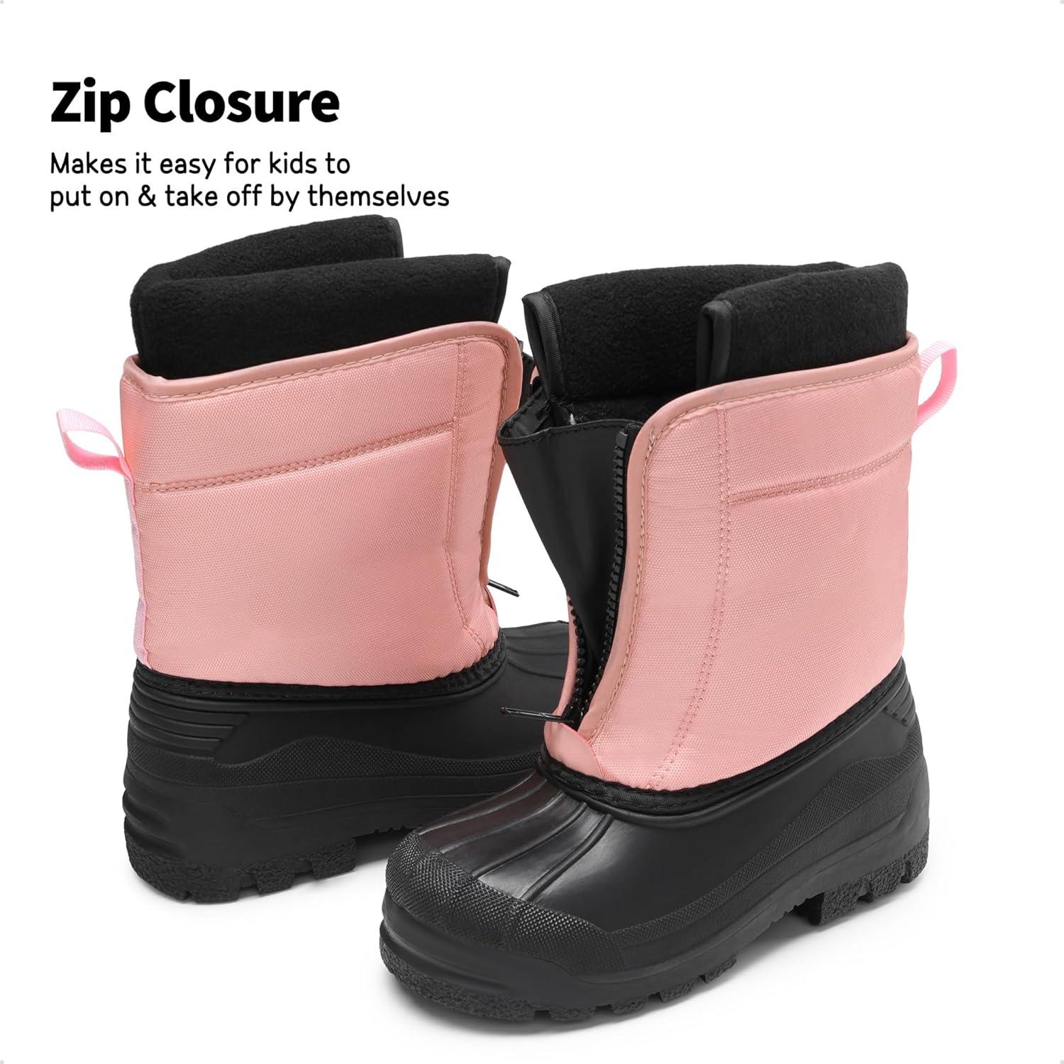 imageDREAM PAIRS Boys Girls Waterproof Winter Snow Boots for LittleBig KidsPink
