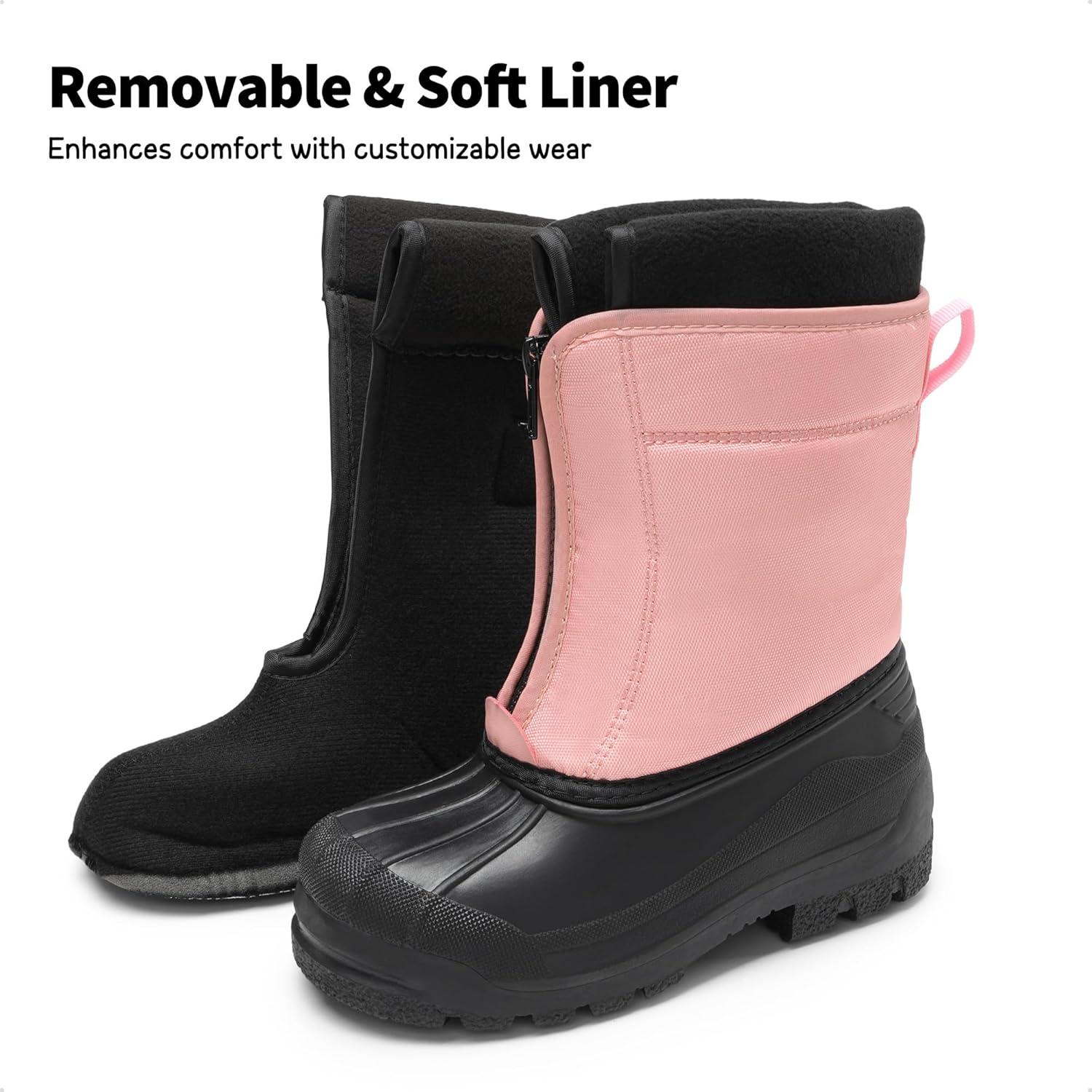 imageDREAM PAIRS Boys Girls Waterproof Winter Snow Boots for LittleBig KidsPink