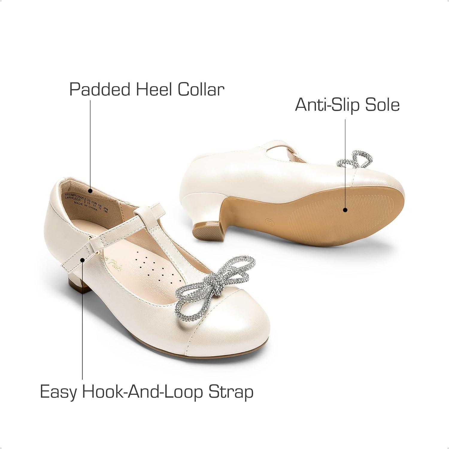 imageDREAM PAIRS Girls Dress Shoes Mary Jane Heel TStrap Party Flower Wedding Princess Pumps for Little Big KidIvory