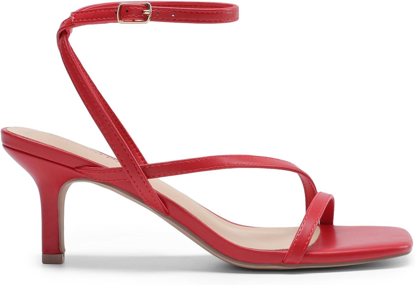 imageDREAM PAIRS Womens Low Kitten Heels Strappy Open Square Toe Ankle Strap Sexy Fashion Comfort Dress Shoes Party Heeled SandalsRed