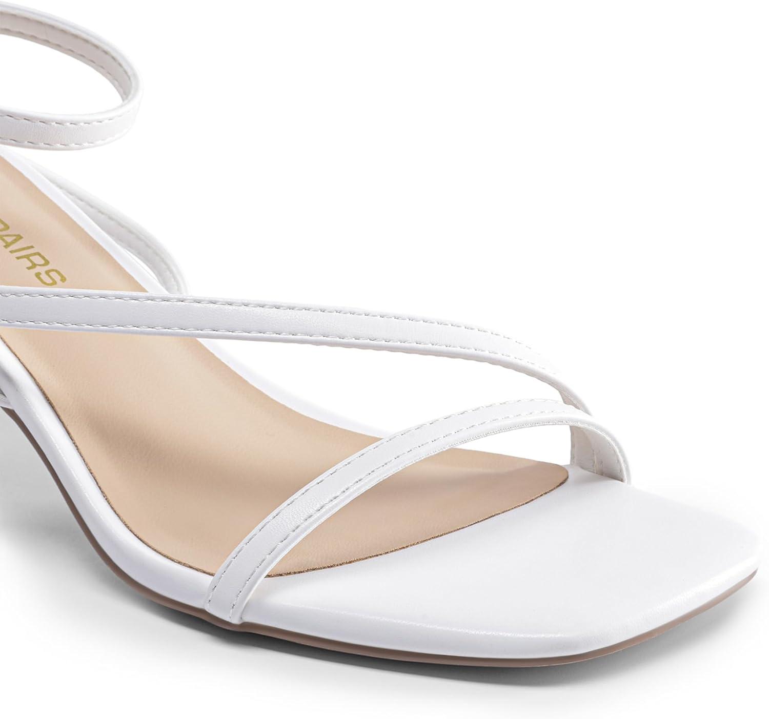 imageDREAM PAIRS Womens Low Kitten Heels Strappy Open Square Toe Ankle Strap Sexy Fashion Comfort Dress Shoes Party Heeled SandalsWhite