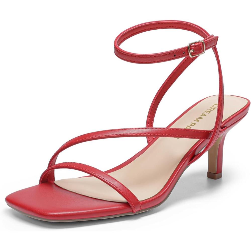 imageDREAM PAIRS Womens Low Kitten Heels Strappy Open Square Toe Ankle Strap Sexy Fashion Comfort Dress Shoes Party Heeled SandalsRed
