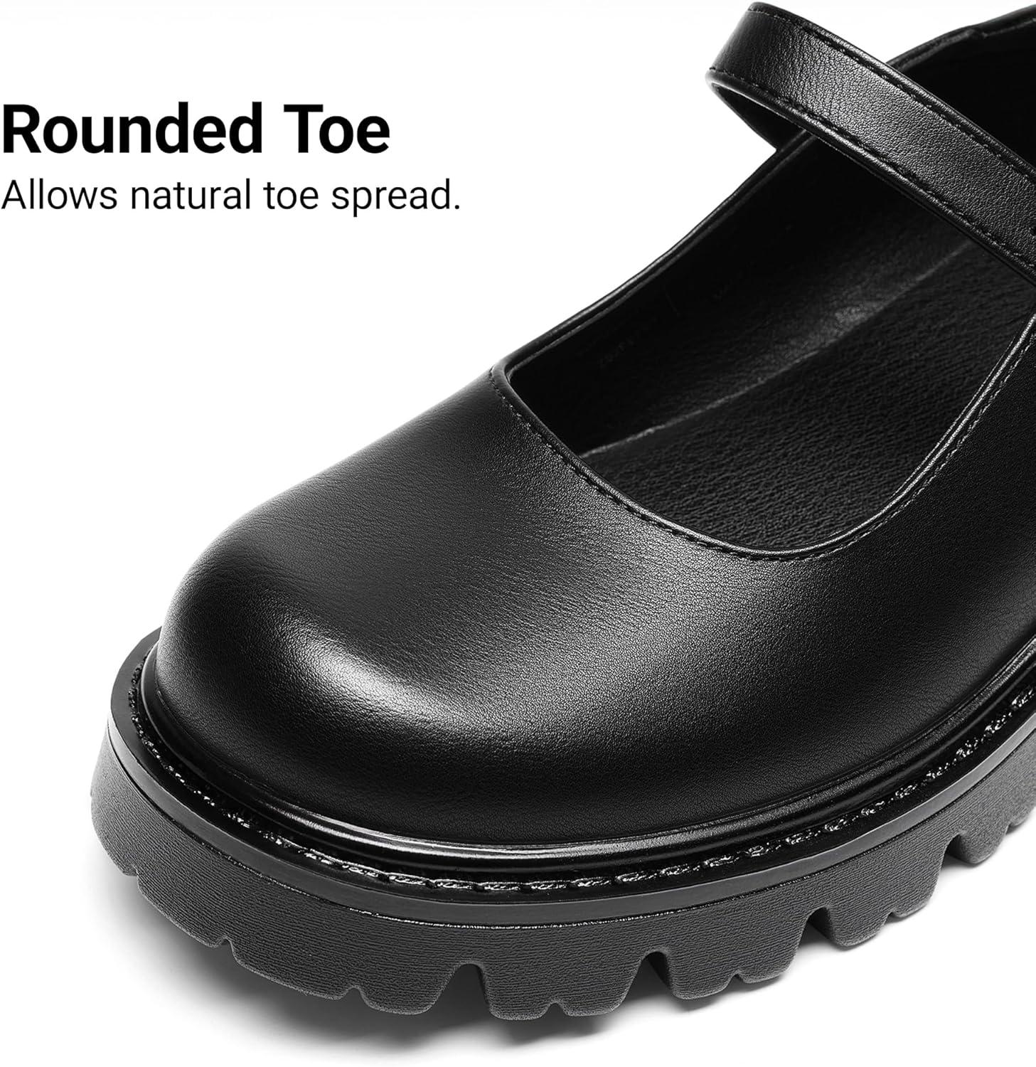 imageDREAM PAIRS Mary Jane Platform Shoes for Women Closed Toe Chunky Block Heel Cute Dress ShoesBlackpu