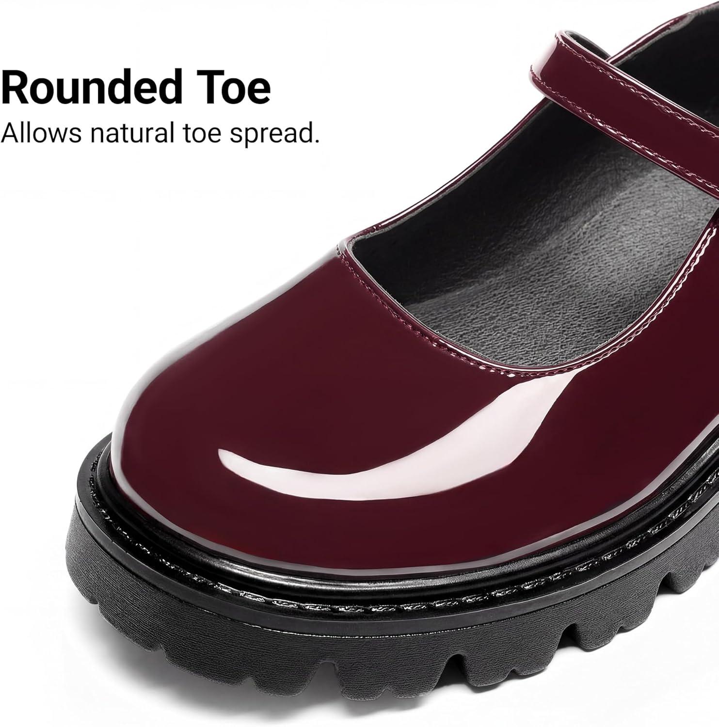 imageDREAM PAIRS Mary Jane Platform Shoes for Women Closed Toe Chunky Block Heel Cute Dress ShoesBurgundy