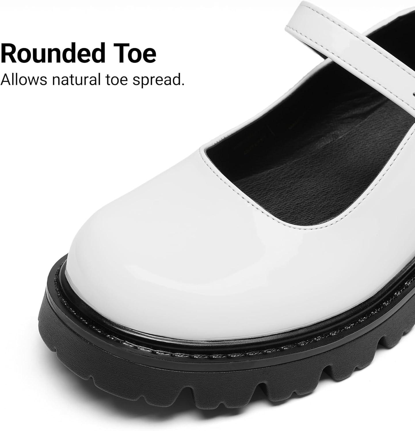 imageDREAM PAIRS Mary Jane Platform Shoes for Women Closed Toe Chunky Block Heel Cute Dress ShoesWhite