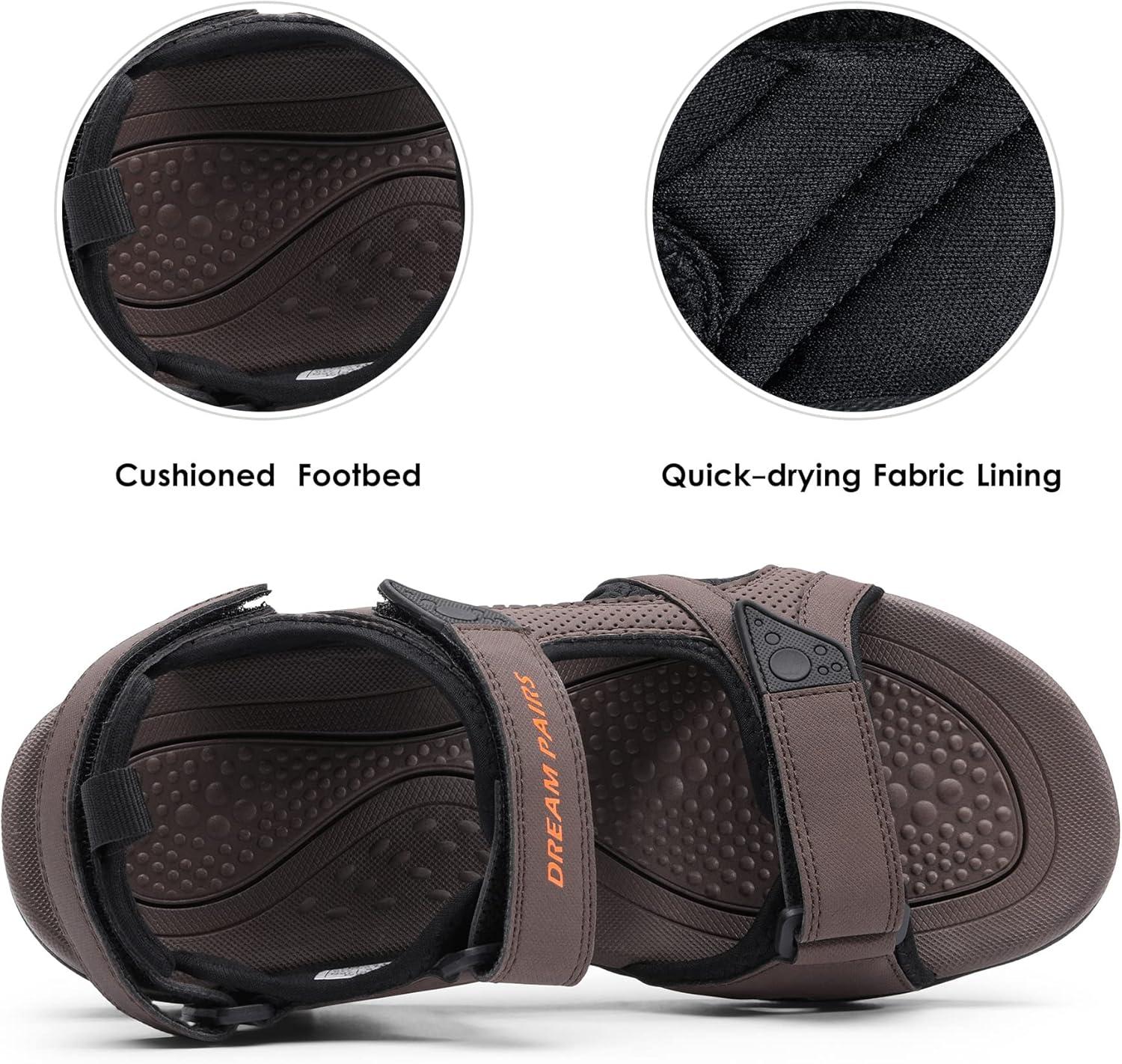 imageDREAM PAIRS Mens Sandals Hiking Water Beach Sport Outdoor Athletic Arch Support Summer SandalsBrown
