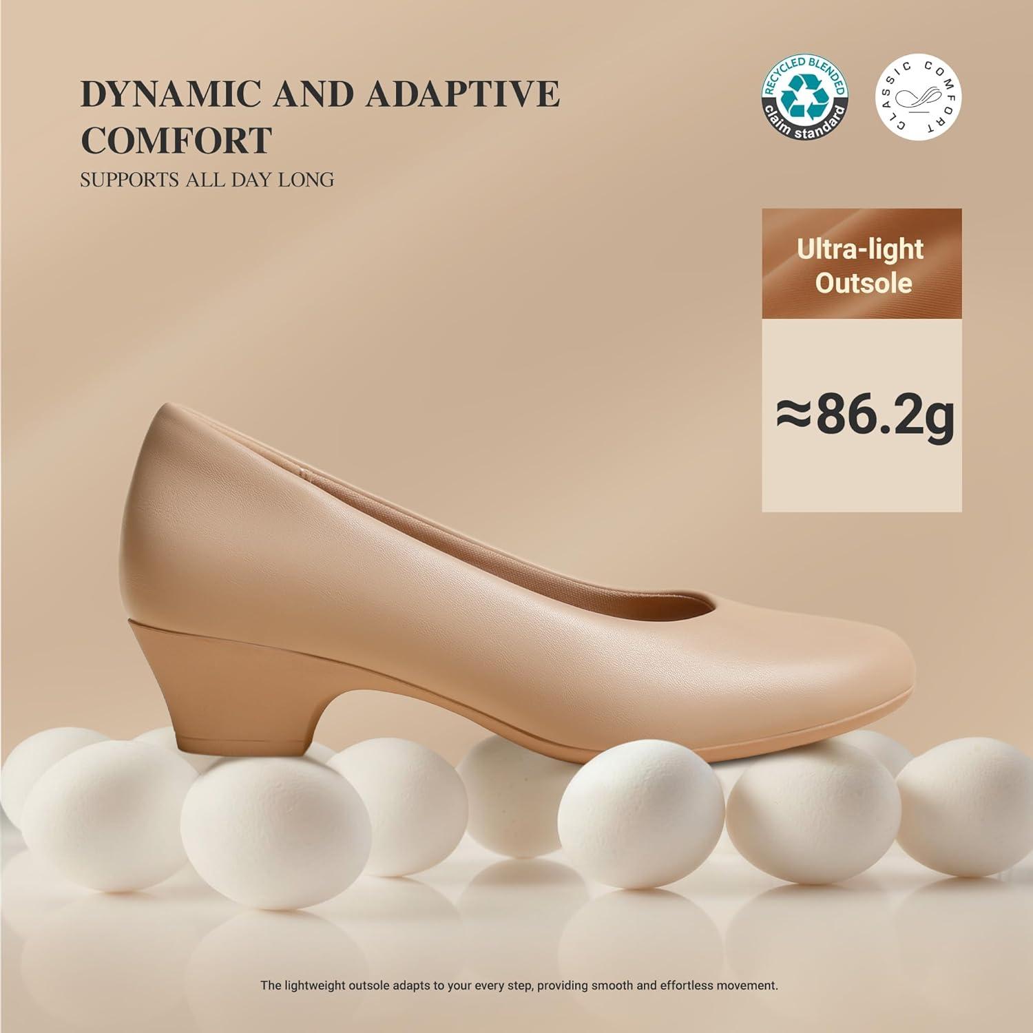 imageDREAM PAIRS Womens Chunky Closed Toe Dress Low Block Heels Comfortable Slip On Work Pumps Wedding Casual ShoesNude