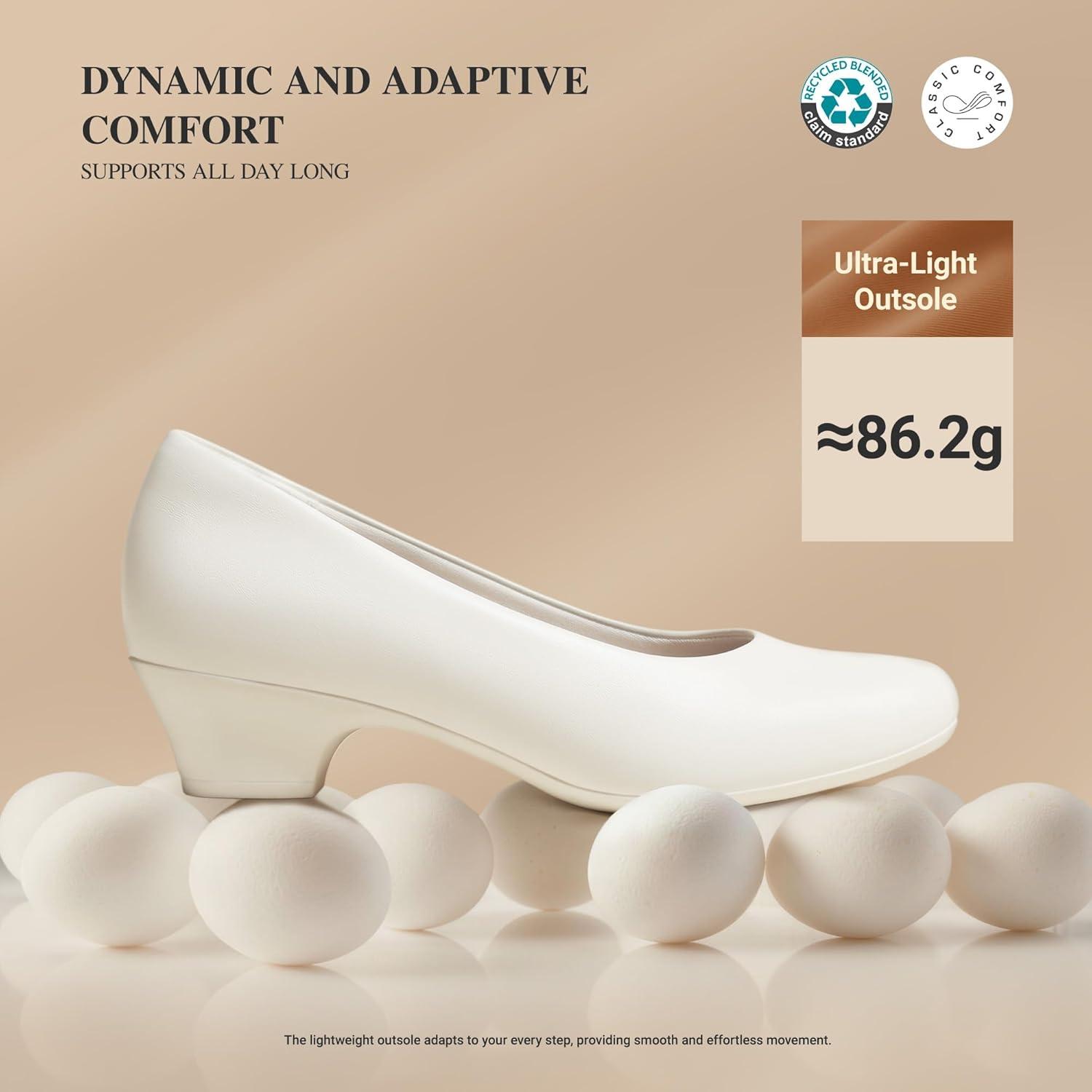 imageDREAM PAIRS Womens Chunky Closed Toe Dress Low Block Heels Comfortable Slip On Work Pumps Wedding Casual ShoesWhite