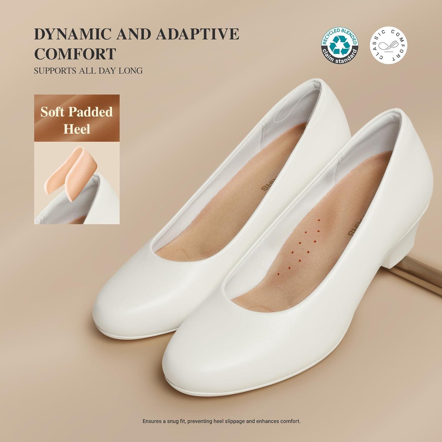 imageDREAM PAIRS Womens Chunky Closed Toe Dress Low Block Heels Comfortable Slip On Work Pumps Wedding Casual ShoesWhite