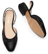 imageDREAM PAIRS Womens Slingback Flats Square Toe Ballet Dressy Flats Low Heel Dress Shoes for Business Casual Work Office Wedding PartyBlackfabric