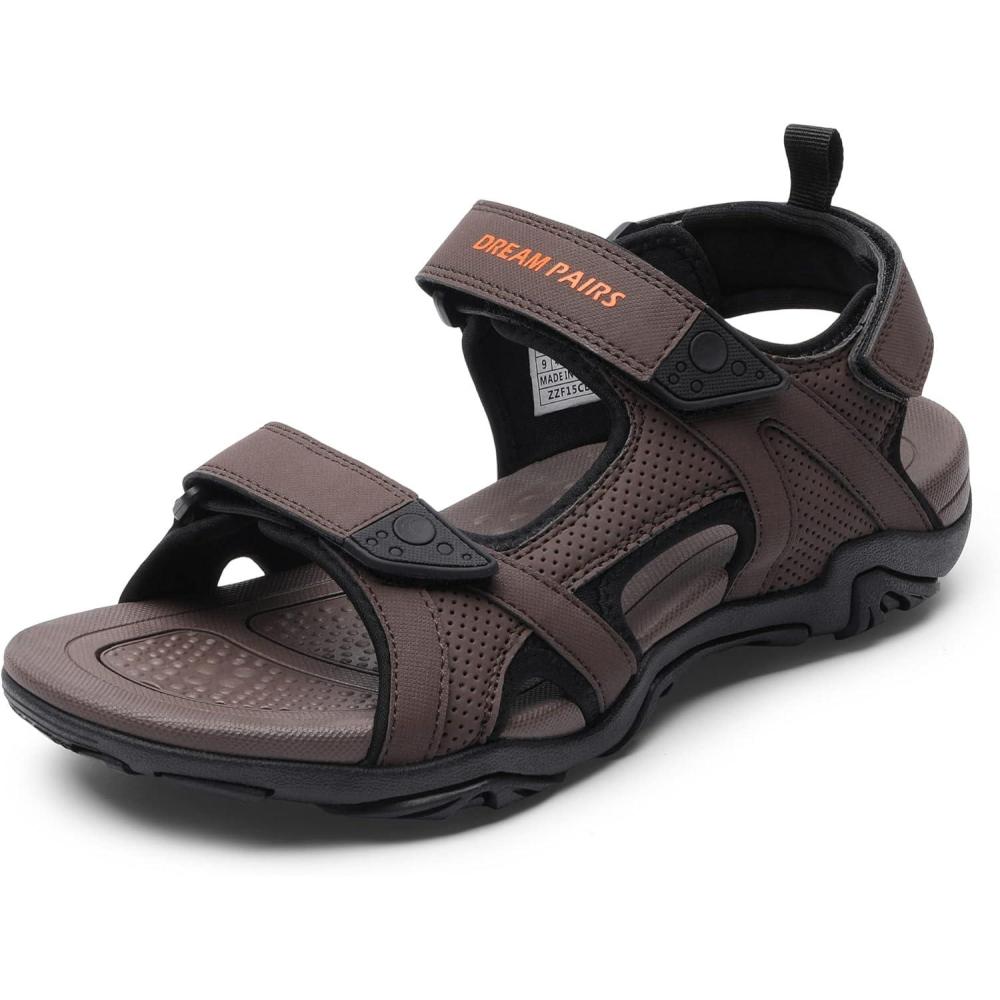 imageDREAM PAIRS Mens Sandals Hiking Water Beach Sport Outdoor Athletic Arch Support Summer SandalsBrown