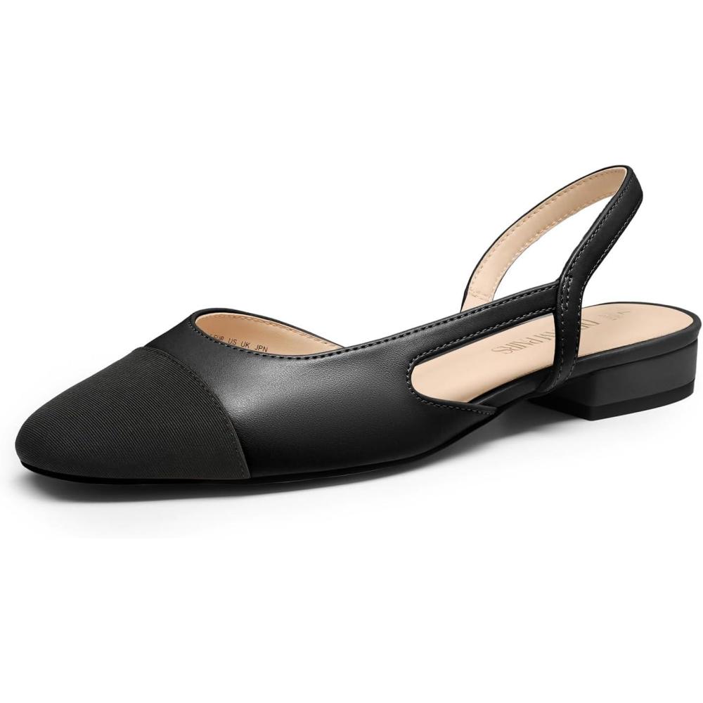 imageDREAM PAIRS Womens Slingback Flats Square Toe Ballet Dressy Flats Low Heel Dress Shoes for Business Casual Work Office Wedding PartyBlackpu