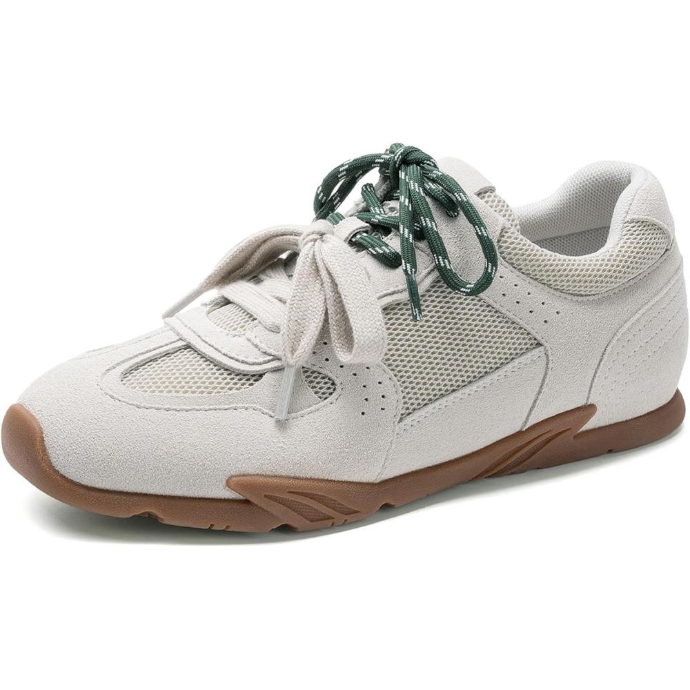 imageDREAM PAIRS Womens Retro Lace Up Sneakers AllDay Comfort Lightweight Non Slip Casual Fashion Walking Trainers ShoesGrey White