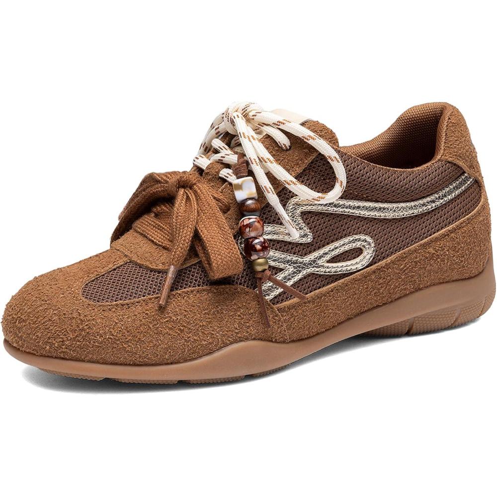 imageDREAM PAIRS Womens Retro Platform Sneakers Faux Suede Casual Fashion AllDay Comfort Cushion Walking Breathable ShoesBrown