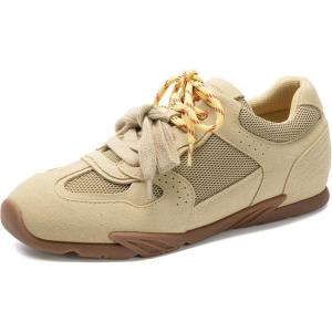 DREAM PAIRS Women’s Retro Lace Up Sneakers, All-Day Comfort Lightweight Non Slip Casual Fashion Walking Trainers Shoes(Camel)